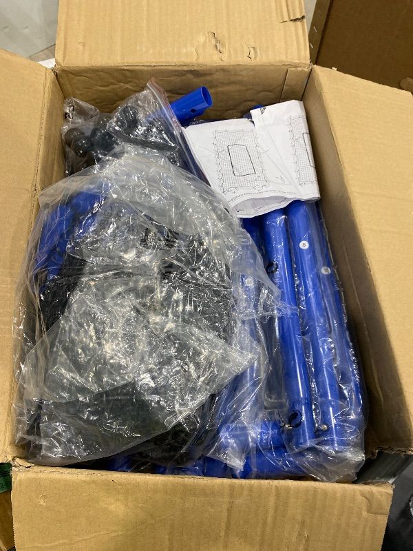 Photo 1 of ***READ CLERK NOTES*** Adjustable Volleyball Rebounder Net 7x4 FT, Steel Frame & High-Tension PE Netting, Durable & Portable Volleyball Training Equipment Practice for Improving Volleying, Bumping, Spiking Skills (Blue)