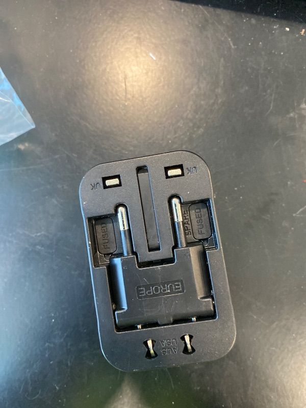 Photo 1 of ***READ CLERK NOTES*** Universal Travel Adapter, VYLEE 5 in 1 International Power Adapter, 3.5A 2xUSB-A and 2xUSB C Wall Charger, Worldwide Travel Essentials Plug for Europe USA UK AUS Asia (Black Grey)