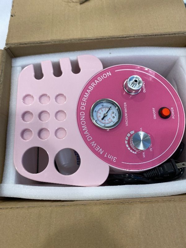 Photo 1 of AIMENGXI Diamond Microdermabrasion Machine Professional Plus, 3 in 1 Pink Diamond Dermabrasion Facial Beauty Equipment Skin Care for Vacuum Blackhead Removal & Spray, Suction Power 0-70 cmHg