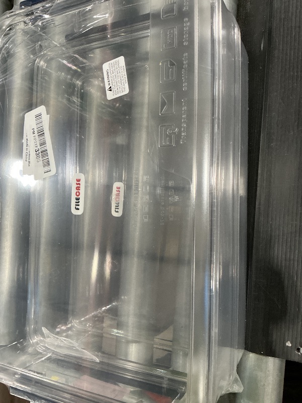 Photo 1 of ***MAJOR DAMAGE*** CATOOMUU 2 Pcs 5.5qt 9 x 13 Plastic Portable Project Case With Snap-Tight Latch Clear Stackable Storage Box With Lids Organizer Container For A4 File Photo Documents Scrapbook Craft Art Supplies