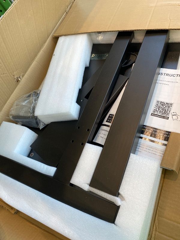 Photo 4 of COMHOMA Adjustable Overbed Bedside Table with Lockable Wheels, Pneumatic Mobile Standing Laptop Desk, Small Standing Desk Portable Rolling Overbed Table Hospital Home Use(32" W x 18" D, Black)