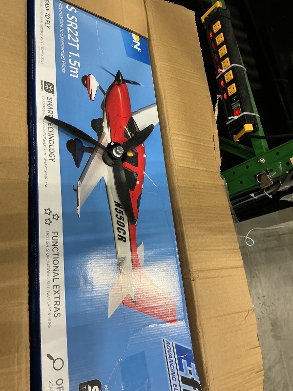 Photo 1 of ***MAJOR DAMAGE*** E-flite RC Airplane Cirrus SR22T 1.5m BNF Basic Transmitter Battery and Charger Not Included with Smart AS3X and Safe Select EFL15950
