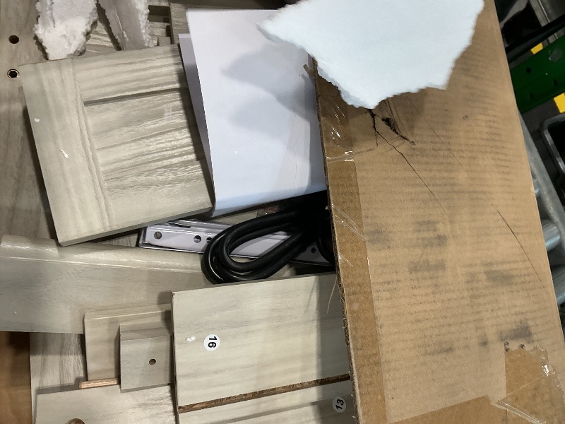 Photo 1 of **MISSING PIECES UNKNOWN**YITAHOME Farmhouse 2-Drawer Nightstand & End Table with Built-in USB Charging Ports & LED Light | Sofa Beside Table | Open Shelf Storage | Off-White & Walnut Grain Finish