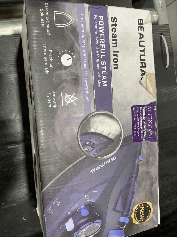 Photo 1 of BEAUTURAL Steam Iron for Clothes with Precision Thermostat Dial, Ceramic Coated Soleplate, 3-Way Auto-Off, Self-Cleaning, Anti-Calcium, Anti-Drip Blue