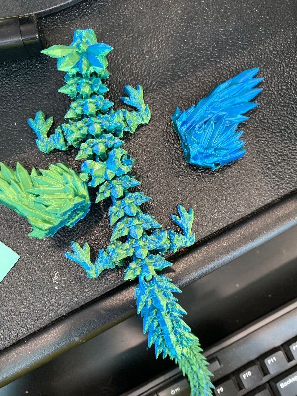 Photo 1 of **SEE PHOTOS**3D Printed Dragon Egg 12" Winged Dragon Inside with Articulated Horn, Rainbow Fidget Sensory Toy, Birthday Party Gift, Flexible Desk Companion, Easter/Christmas Surprise Stuffers (Blue Green Color)