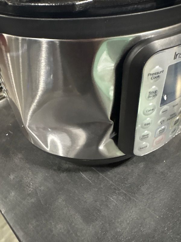 Photo 1 of **MAJOR DAMAGE/DENTED**
Instant Pot Duo Plus 9-in-1 Multicooker, Pressure Cooker, Slow Cook, Rice Maker, Steamer, Sauté, Yogurt, Warmer & Sterilizer, Includes App With Over 800 Recipes, Stainless Steel, 6 Quarts