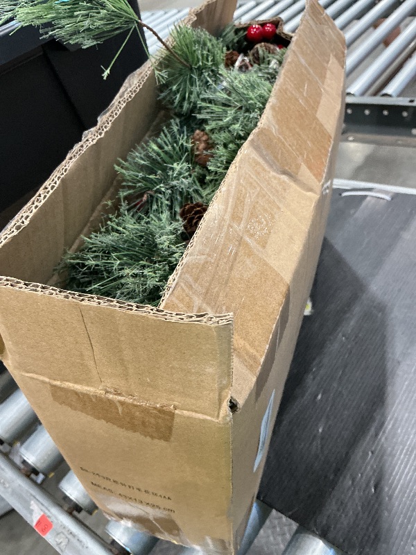 Photo 1 of *MINOR DAMAGE - USED*
SHareconn 2 Pcs 9FT Prelit Smokey Christmas Garland with Battery Operated Timer, Multi-Color Lights, Lighted Cedar Pine Garland with Cones for Mantle Stairs Fireplace Indoor Outdoor Decoration, 9 FT