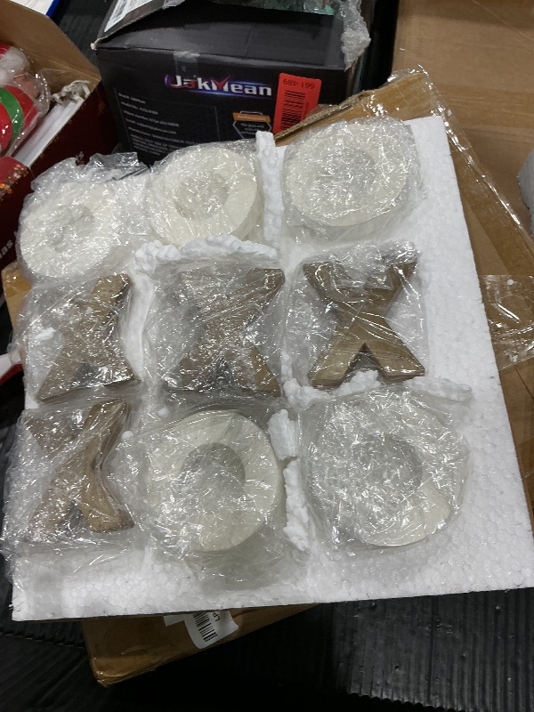 Photo 1 of **MAJOR DAMAGE**
NIKKY HOME Tic Tac Toe Game Coffee Table Decor, 10.6 Inch Rustic Wooden Board, Wood & White