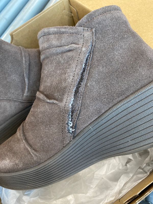 Photo 1 of *MINOR DAMAGE - USED*
Skechers Women's PARALLEL LITE, Ruched side zip boot with Air-Cooled Memory Foam, Chocolate, 7M