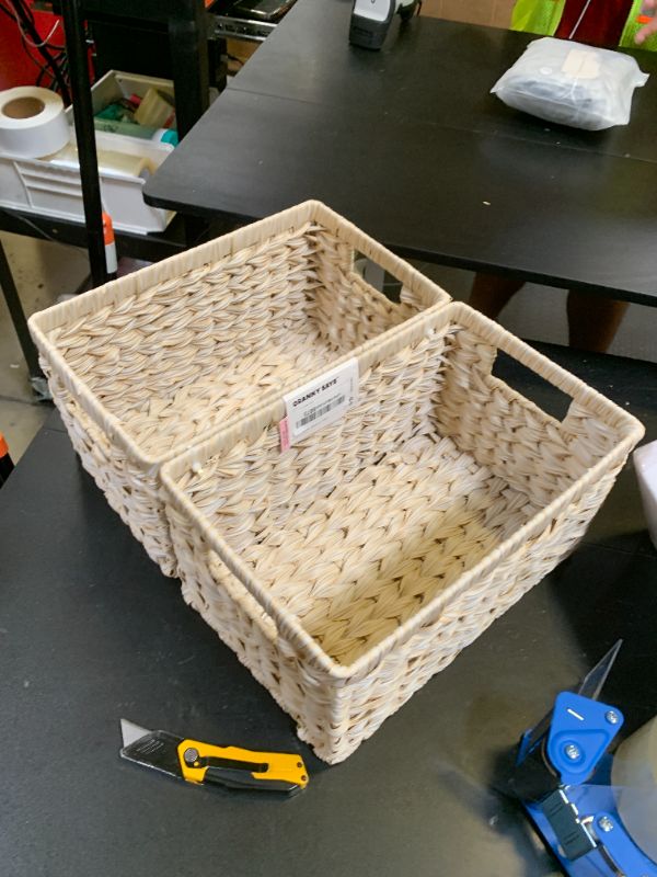 Photo 1 of GRANNY SAYS Storage Baskets for Organizing, Wicker Storage Basket for Shelf, Wicker Basket for Organization, Waterproof Basket for Living Room, Decorative Basket for Pantry and Entryway, 2-Pack