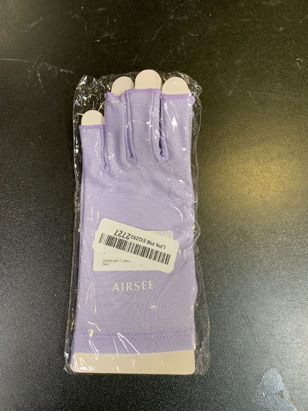 Photo 1 of AIRSEE UV Gloves for Nail Lamp,Professional UPF50+ UV Protection Gloves for Manicures Nail Art,Fingerless Gloves That Shield Skin from The Sun and Nail Lamp (Purple)