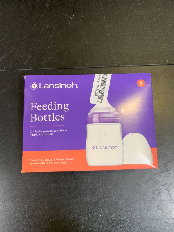 Photo 1 of Lansinoh Baby Bottles for Breastfeeding Babies, with Slow Flow Nipples (Size 2S) - 5oz/3pk