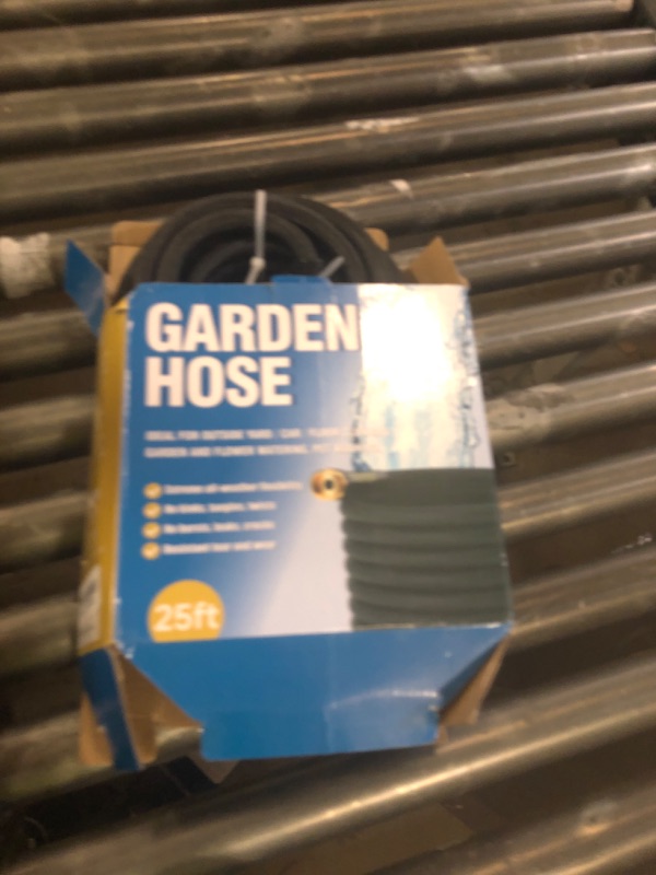 Photo 1 of Flexible Garden Hose Water Pipe - 25FT Lightweight Garden Water Hose, Portable Patio Hose with Solid Brass Fittings and Double Latex Core for Pet Washing, Black