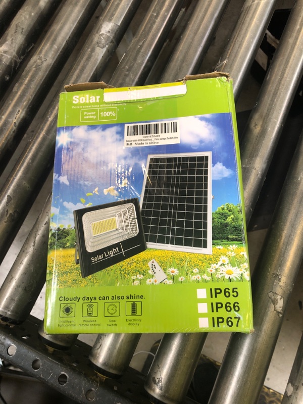 Photo 1 of DuBom 100w to 800w 6500K Solar Flood Light Outdoor Remote, IP67 Waterproof Solar Power Security Light Auto On/Off, Dusk to Dawn for Yard, Gazebo, Shed, Barn, Porch, Patio, Garage, Garden (100W)
