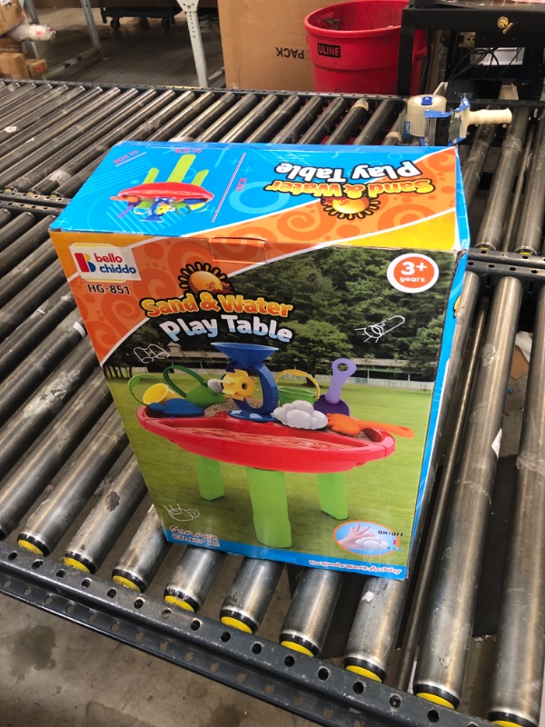 Photo 1 of BELLOCHIDDO 3 in 1 Toddler Water Table - Kids Sensory Play Table with Water Wheel, Bucket, Shovel and Mold, Outdoor Sand Play Activity - Beach Summer Toy for 1 2 3 4 5 6 7 8 Year Old