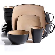 Photo 1 of Gibson Boutique Beautiful Soho Lounge 16 Piece Reactive Glaze Dinnerware, Taupe
