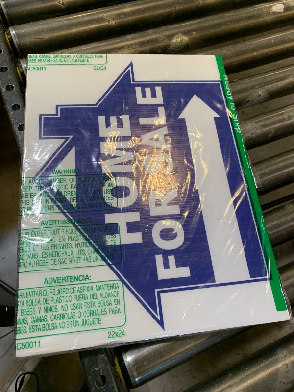 Photo 1 of 3 Pcs 12 x 16 Inches Home for Sale Signs with Stakes Double Sided Home for Sale by Owner Yard Sign with Directional Arrow Open House Real Estate Agents(Blue, White)