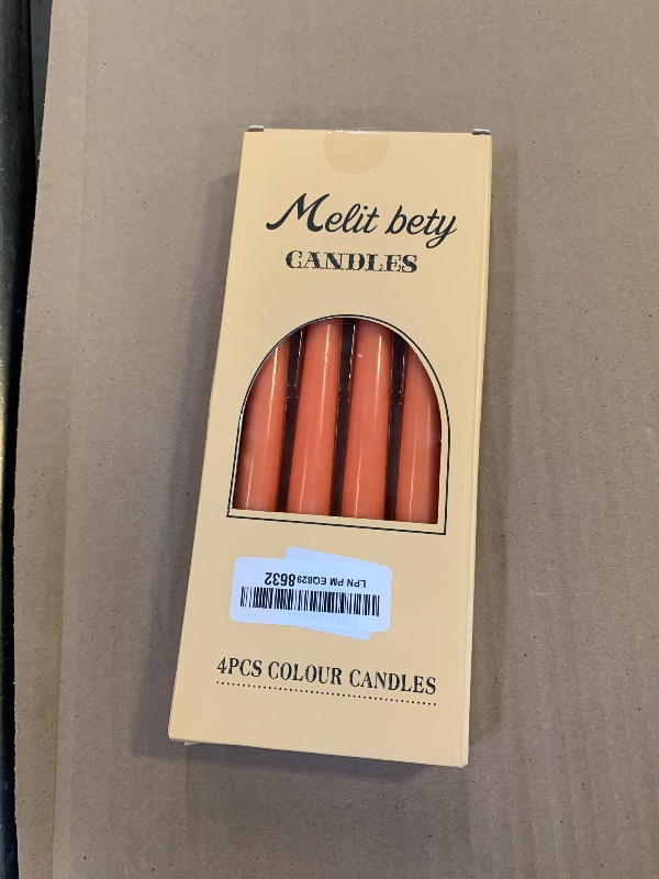 Photo 1 of 10 inch Orange Taper Candles-Set of 4 Tapered Candle, Tall Candlesticks,Conical Stick Candles,Smokeless,for Home Dinner, Party, Wedding, Halloween, Christmas (Orange, 10inch)