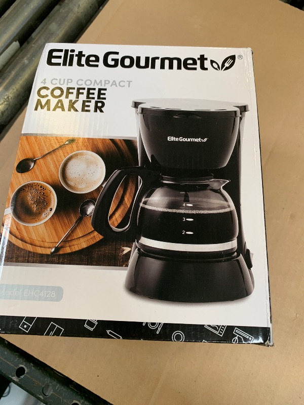 Photo 1 of Elite Gourmet EHC4128 Automatic 4-Cup Brew & Drip Coffee Maker with Pause N Serve, Glass Carafe, Reusable Filter, On/Off Switch, Keep Warm, Water Level Indicator, Black