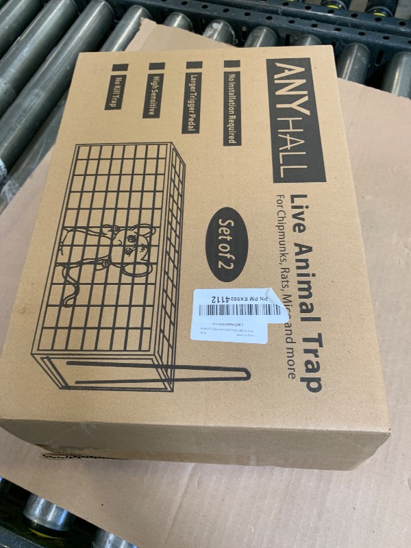 Photo 1 of Anyhall 2-Pack Rat Traps Humane Live Mouse Vole Chipmunk Trap Cage for Indoors and Outdoors (Black)
