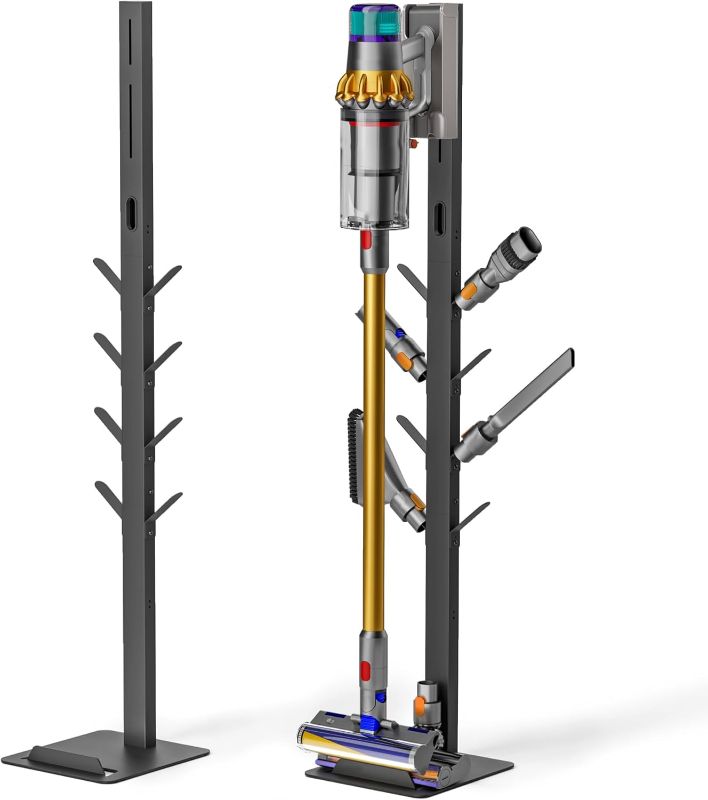 Photo 1 of Vacuum Stand for Dyson Gen5 V15 V12 V11 V10 V8 V7 V6, Tineco S11 A10 A11, Eureka NEC180 280TL, Cordless Vacuum Cleaner Holder with 8 Storage Hooks, Accessories & Attachments Organizer, Black
