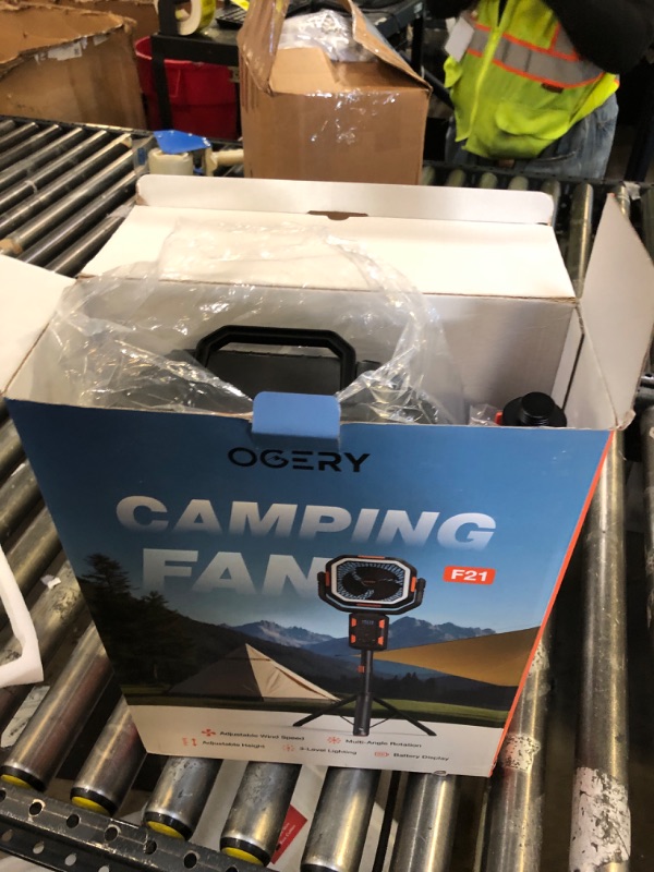 Photo 1 of OGERY F21 Camping Fan with Stand, 20000mAh Rechargeable Battery Powered Standing Fan, LED Lanterns for Power Outages, Strong Wind, Fast Charging for Tent, Travel, Bedroom, Camping Essentials