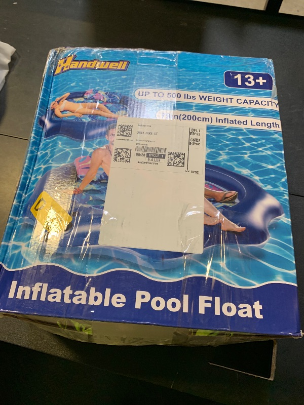 Photo 1 of Inflatable Pool Floats Adult Heavy Duty 79"x79" Extra Large Pool Lounge Floats Lake Float Cooling Pool Floaties Bed with Headrest, Cup Holder Sunbathing River Raft Summer Outdoor Beach Pool Party Toy