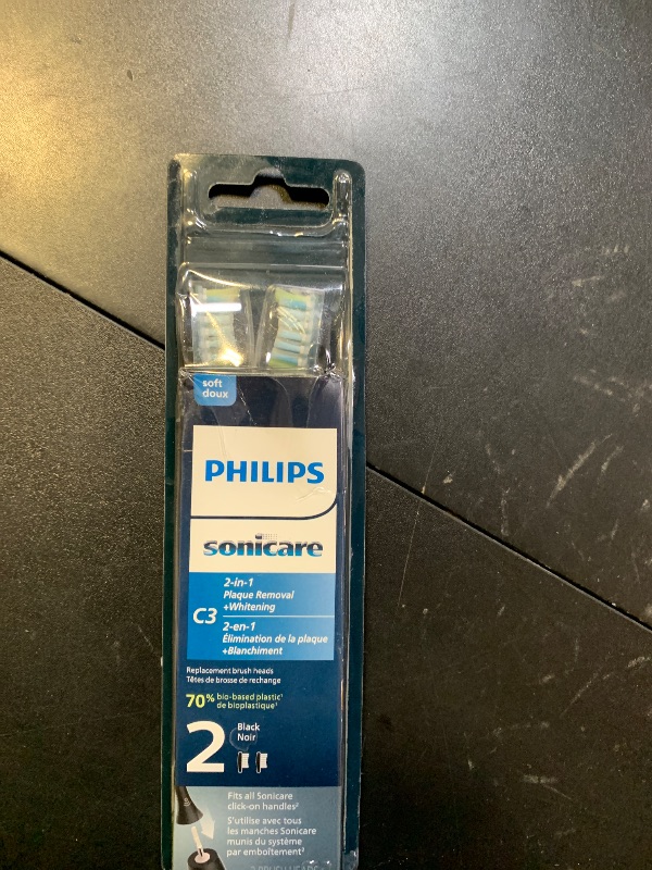 Photo 1 of Philips Sonicare Genuine C3 Premium Plaque Control Replacement Toothbrush Heads, 2 Brush Heads, Black, HX9042/95