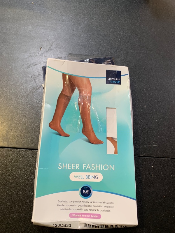 Photo 1 of SIGVARIS Women's Sheer Fashion Closed Toe Calf Height - 15-20mmHg Weight Compression Hose - Lightweight & Breathable in Soft Stretch Fabric for Comfortable Everyday Wear - Honey - B (Medium)