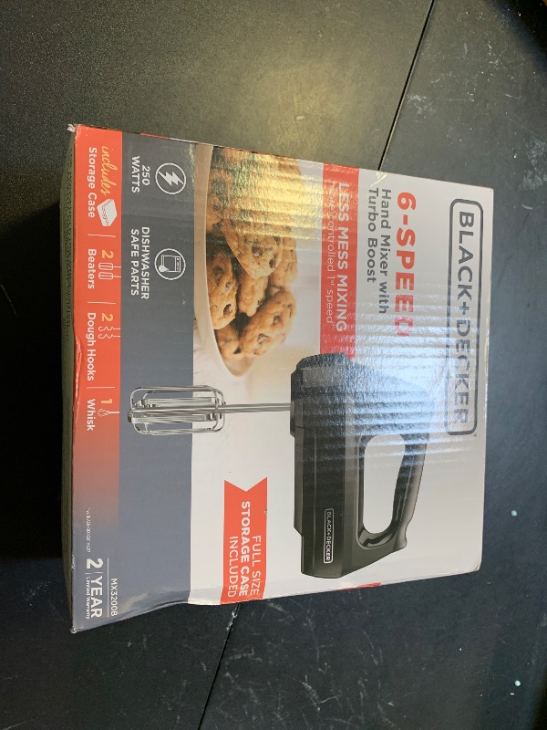 Photo 1 of BLACK+DECKER MX3200B 6-Speed Hand Mixer with Turbo Boost, Black