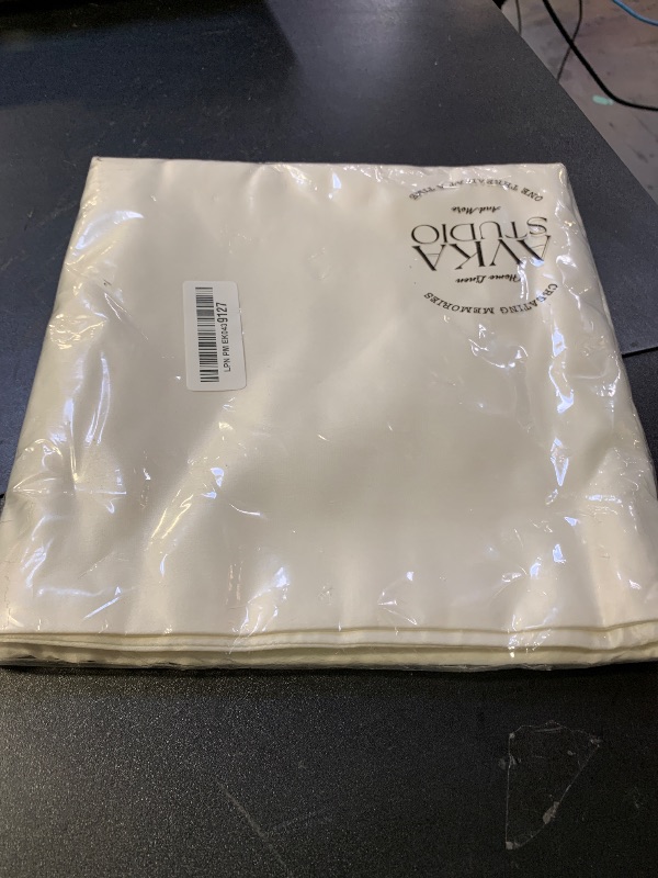 Photo 1 of AVKA Studio Heavy Quality Satin Throw Pillow Covers - Off White - Set of 2-20x20 Decorative Pillow Covers - with Lining and Zipper Closure - Faux Silk Luxury Toss Pillow for Couch Sofa - No Insert