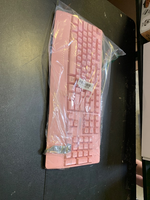 Photo 1 of MEETION Wireless Keyboard and Mouse, Full-Sized Cordless Keyboard with Wrist Rest and 3 DPI Adjustable Mouse, 2.4G Wireless, Compatible with PC/Computer/Laptop/Windows/Mac, Pink OMLY THE KEYBOARD 