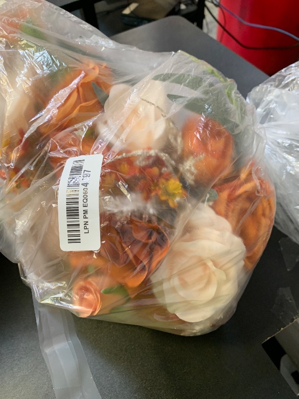 Photo 1 of BECIEM Terracotta Bridal Bouquet for Bride Cascading, Burnt Orange Wedding Bouquets for Bride, Artificial Roses Flowers Wedding Decoration, Ceremony, Anniversary, Homecoming, etc.