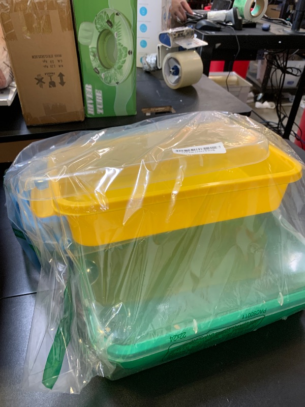 Photo 1 of Carolart 3 Pack,Empty Sensory Bin,13.5 Inch Storage Container,Portable Plastic Storage Bins, Stackable Play Tray for toys,arts,crafts and sand.