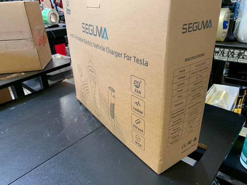 Photo 1 of SEGUMA EV Charger Level 2 for Tesla(32Amp 240V 7.68kW), NEMA 14-50 Plug NACS EV Chargers, 25FT Adjustable Current Portable Electric Car Charger Compatible with All Nacs