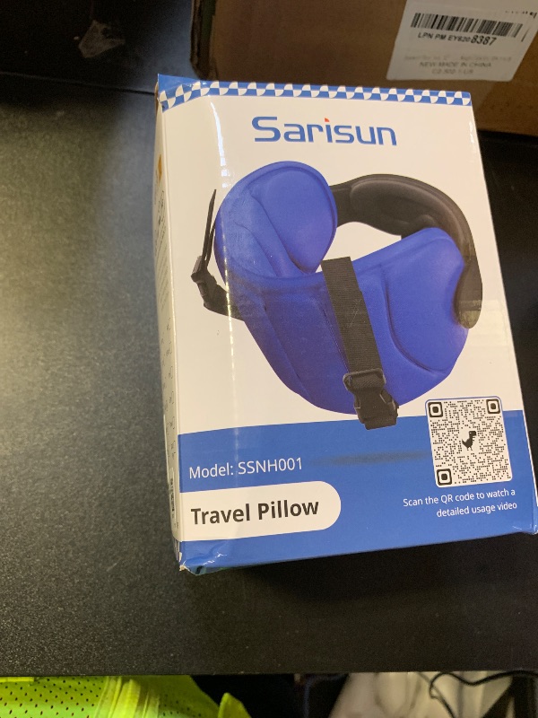 Photo 1 of SARISUN Travel Pillows for Airplanes, Airplane Pillow for Long Flight, Airplane Head Strap with Eye Mask for Sleep, Travel Neck Pillow for Car Road Trip, 360° Support Headrest, Stop Bobblehead, Black