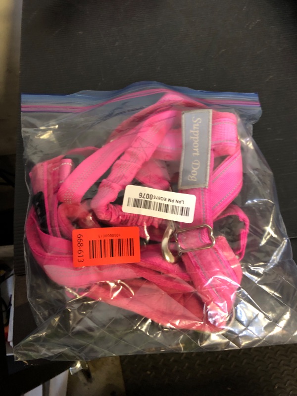 Photo 1 of SlowTon No Pull Dog Harness - Heavy Duty Dog Harness and Leash Set for Medium Large Dogs, Reflective Tactical Harness with Soft Padded and Front Clip for Easy Walk and Training (Fuchsia M)