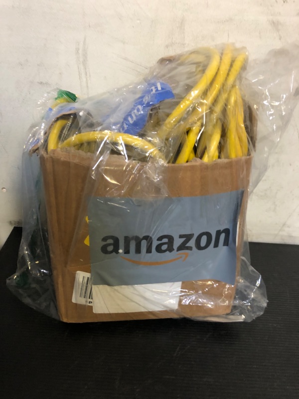 Photo 1 of POWGRN 50 ft 12/3 Outdoor Extension Cord Waterproof Heavy Duty with Lighted Indicator End 12 Gauge 3 Prong, Flexible Cold-Resistant Long Power Cord Outside, 15Amp 1875W SJTW Yellow ETL Listed