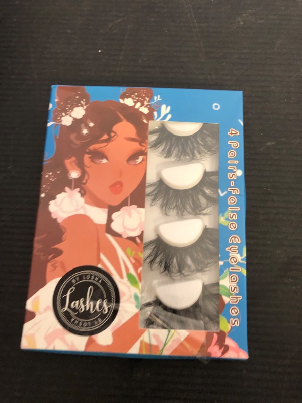 Photo 1 of Losha 25mm Lashes Big Fluffy False Eyelashes 3D Dramatic Long Volume Faux Mink Lashes Pack 4 Pairs