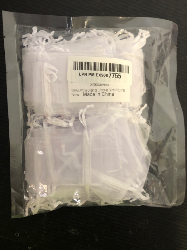 Photo 1 of 100Pcs White Organza Bags, 2x3Inch Sheer Wedding Party Favor Bags with Drawstring, Jewelry Gift Bags Christmas Candy Pouches