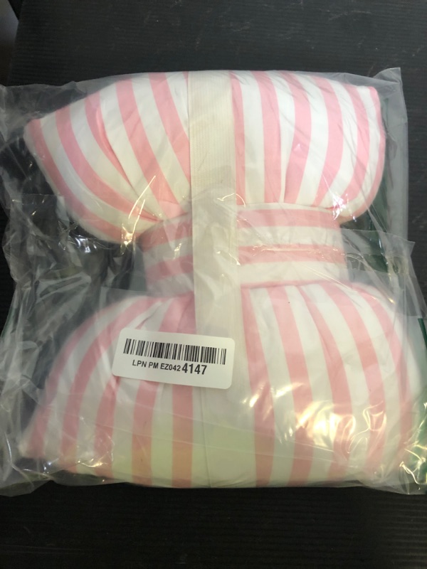 Photo 1 of Little Pink Bow Pillows Car Decorative 10x9.5 inch, Stripes Shaped Headrest Pillow for Car Cotton Handmade Cushion Striped Case Washable Coquette for Sofa Office Neck Lumbar Aesthetic Room Home Decor