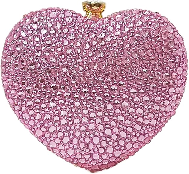 Photo 1 of Cute Heart Shape Clutch Purse Mini Love Heart Rhinestone Wedding Handbag Party Women Purse