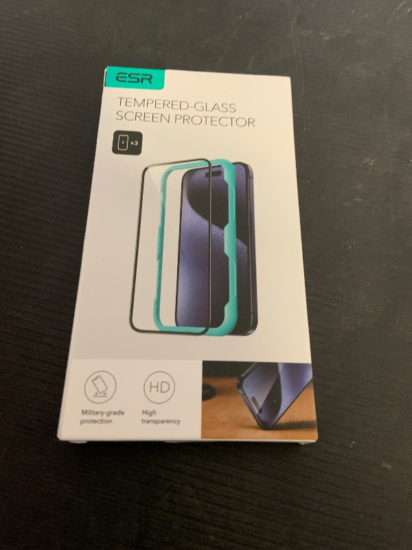 Photo 1 of ESR 3 Pack for iPhone 15 Pro Max Screen Protector, [9H Hardness] [Military Grade Shatterproof] Full Coverage Tempered Glass Film with Easy Installation Tool, HD Clear, Scratch Resistant