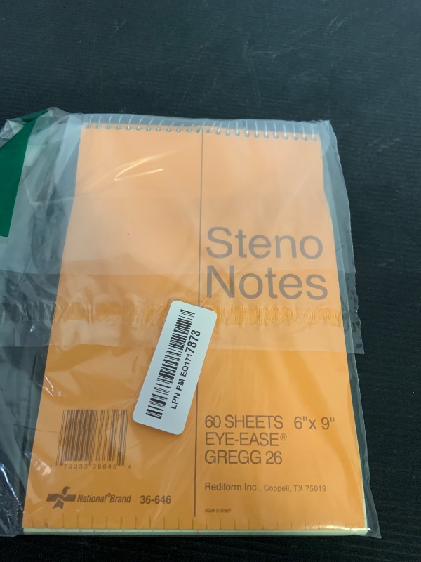 Photo 1 of National Steno Notebook, Gregg-Ruled, Green Eye-Ease Paper, Brown Cover, 6" x 9", 60 Sheets (36646)