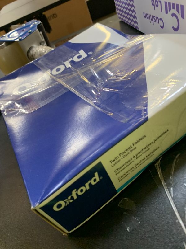 Photo 1 of Oxford Twin-Pocket Folders, Textured Paper, Letter Size, Dark Blue, Holds 100 Sheets, Box of 25 (57538EE)