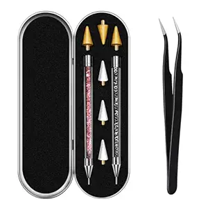 Photo 1 of Rhinestone Picker Tool, Dual-ended Rhinestones Applicator Nail Art Design Tool, 2 Pack Acrylic Handle Nail Pen with 4 Extra Wax Tips and1 Tweezer
