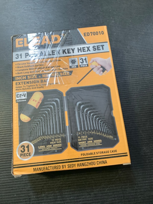 Photo 1 of 31-Piece Hex Key Set - Allen Wrench Set, SAE and Metric Allen Keys MM(0.7mm-10mm) SAE(0.028"-3/8) Heat-Treated, Torque Handle, High Leverage, Long & Short Keys, Easy Organization