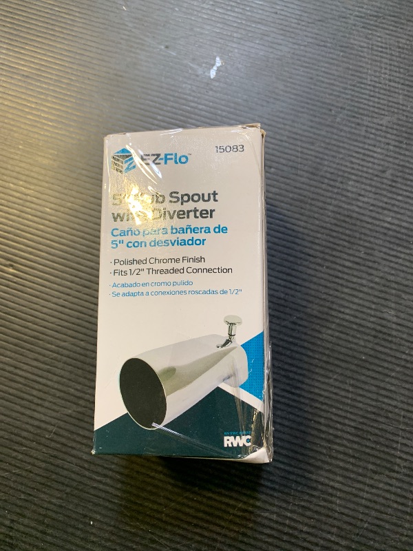 Photo 1 of EZ-FLO 5-3/8 Inch Nose Diverter Tub Spout, 1/2 Inch IPS Connection, Chrome Finish, 15083