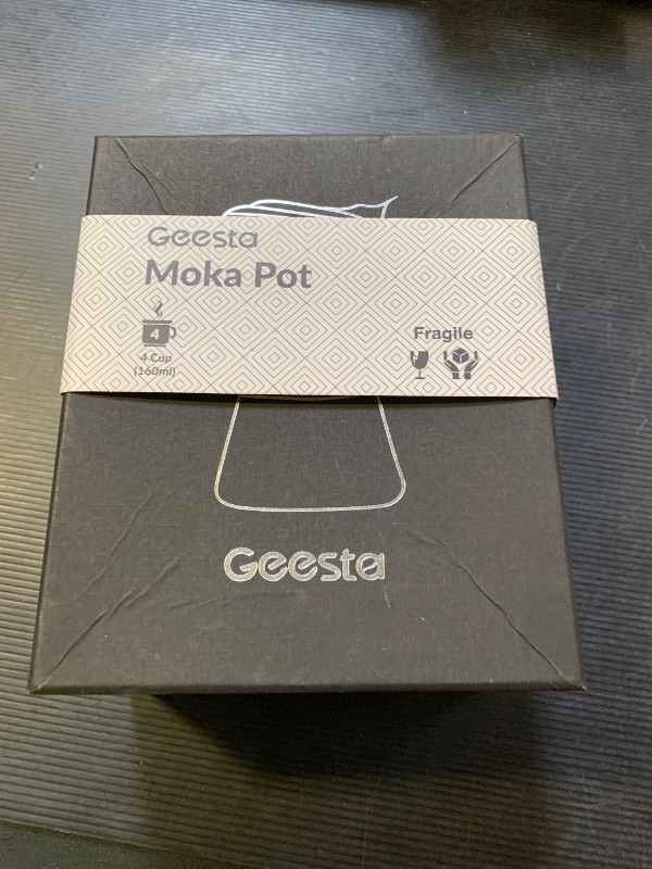 Photo 1 of Geesta Premium Crystal Glass-Top Stovetop Espresso Moka Pot - 4/6/ 9 Cups - Stainless Steel Coffee Maker- 160ml/5.6oz/4 cup (espresso cup=40ml)