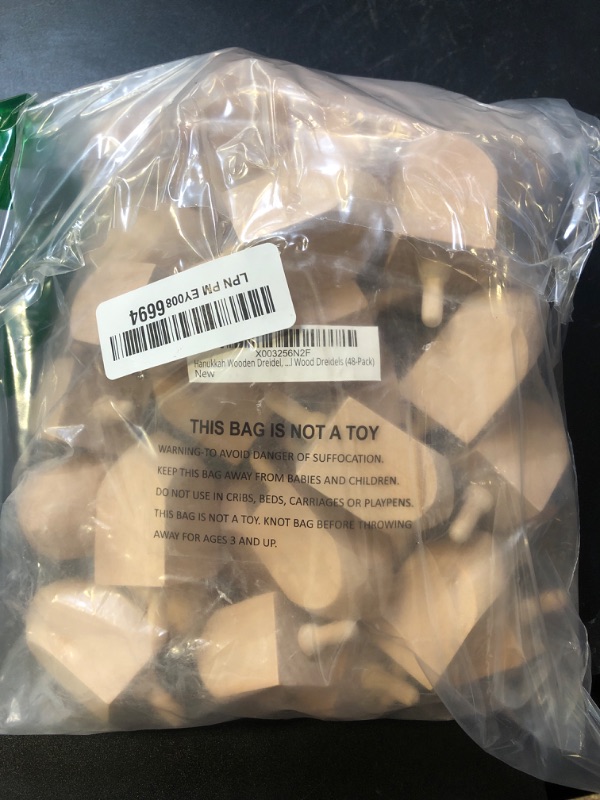 Photo 1 of The Dreidel Company Hanukkah Wooden Dreidel, Design Your Own 3" Inch Chanukah Dreidel, Unfinished and Natural (48-Pack)